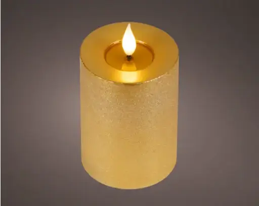 [4-480528] ***LED REALISTIC WICK CANDLE BO INDOOR GOLD/WARM WHITE dia7.50-H13.50cm-1LED