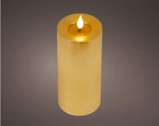 [4-480529] ***LED REALISTIC WICK CANDLE BO INDOOR GOLD/WARM WHITE dia7.50-H20.00cm-1LED