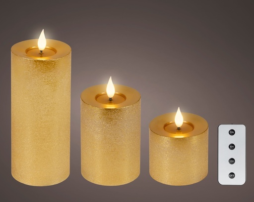 [4-480530] ***LED REALISTIC WICK CANDLE BO INDOOR GOLD/WARM WHITE dia7.50-H20.00cm-1L