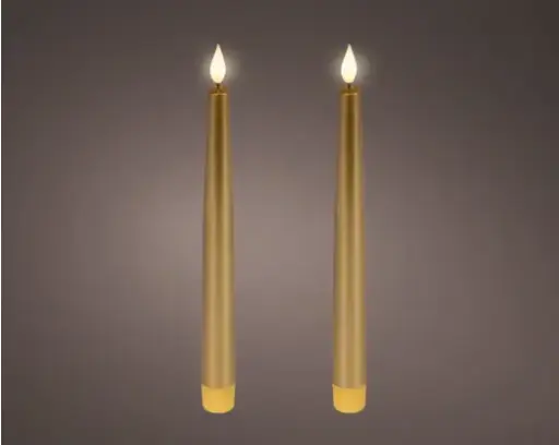 [4-480531] ***LED REALISTIC WICK DINNER CANDLE BO INDOOR GOLD/WARM WHITE dia2.20-H24.50cm-1LED