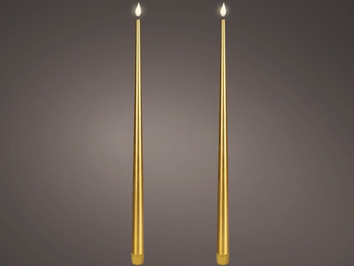 [4-480532] ***LED REALISTIC WICK DINNER CANDLE BO INDOOR GOLD/WARM WHITE dia2.20-H42.50cm-1L