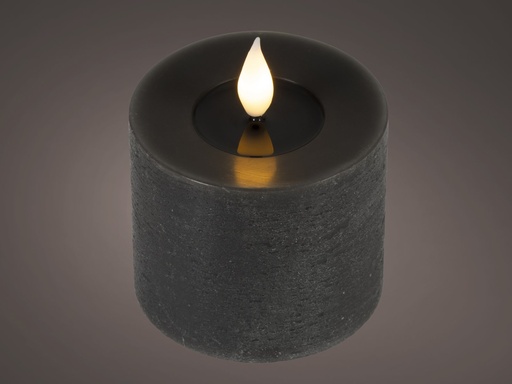 [4-480535] ***LED REALISTIC WICK CANDLE BO INDOOR BLACK/WARM WHITE dia7.50-H9.50cm-1L