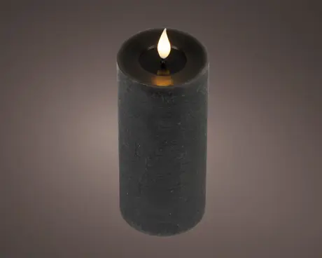 [4-480542] ***LED REALISTIC WICK CANDLE BO INDOOR BLACK/WARM WHITE dia7.50-H20.00cm-1L