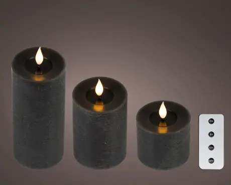 [4-480544] ***LED REALISTIC WICK CANDLE BO INDOOR BLACK/WARM WHITE dia7.50-H20.00cm-1L