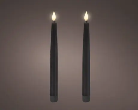 [4-480548] ***LED REALISTIC WICK DINNER CANDLE BO INDOOR BLACK/WARM WHITE dia2.20-H24.50cm-1L