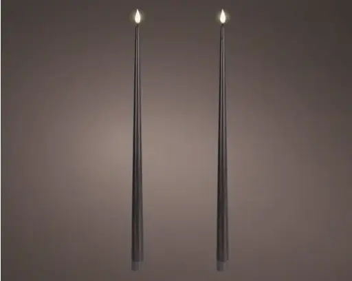 [4-480552] ***LED REALISTIC WICK DINNER CANDLE BO INDOOR BLACK/WARM WHITE dia2.20-H42.50cm-1L