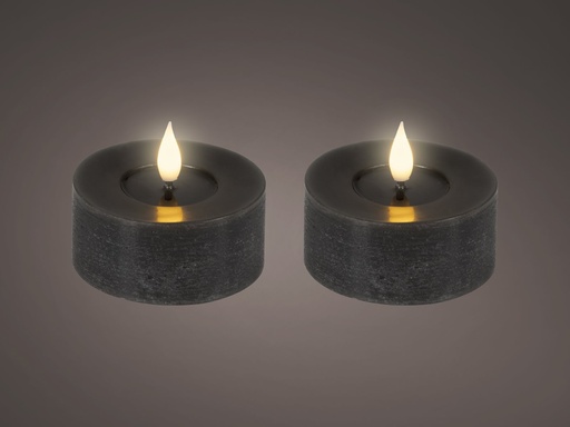 [4-480553] ***LED REALISTIC WICK TEALIGHT BO INDOOR BLACK/WARM WHITE dia7.50-H6.00cm-1L