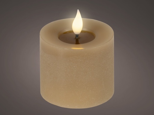 [4-480554] ***LED REALISTIC WICK CANDLE BO INDOOR BROWN/WARM WHITE dia7.50-H9.50cm-1L