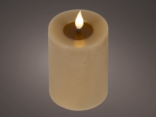 [4-480555] ***LED REALISTIC WICK CANDLE BO INDOOR BROWN/WARM WHITE dia7.50-H13.50cm-1L