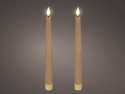 [4-480558] ***LED REALISTIC WICK DINNER CANDLE BO INDOOR BROWN/WARM WHITE dia2.20-H24.50cm-1L