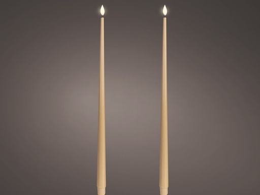 [4-480559] ***LED REALISTIC WICK DINNER CANDLE BO INDOOR BROWN/WARM WHITE dia2.20-H42.50cm-1L