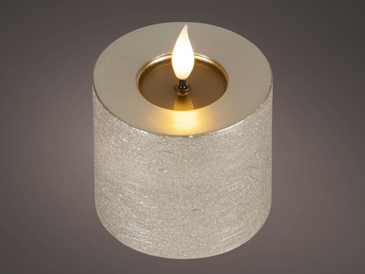[4-480561] ***LED REALISTIC WICK CANDLE BO INDOOR LIGHT GREY/WARM WHITE dia7.50-H9.50cm-1L