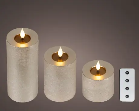 [4-480567] ***LED REALISTIC WICK CANDLE BO INDOOR LIGHT GREY/WARM WHITE dia7.50-H20.00cm-1L