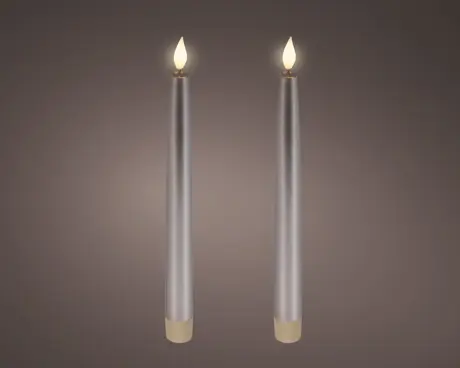 [4-480568] ***LED REALISTIC WICK DINNER CANDLE BO INDOOR LIGHT GREY/WARM WHITE dia2.20-H24.50cm-1LED