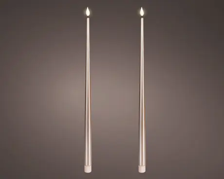 [4-480571] ***LED REALISTIC WICK DINNER CANDLE BO INDOOR LIGHT GREY/WARM WHITE dia2.20-H42.50cm-1L