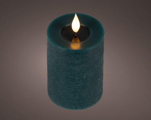 [4-480585] ***LED REALISTIC WICK CANDLE BO INDOOR EMERALD/WARM WHITE dia7.50-H13.50cm-1L