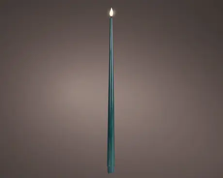 [4-480591] ***LED REALISTIC WICK DINNER CANDLE BO INDOOR EMERALD/WARM WHITE dia2.20-H42.50cm-1L