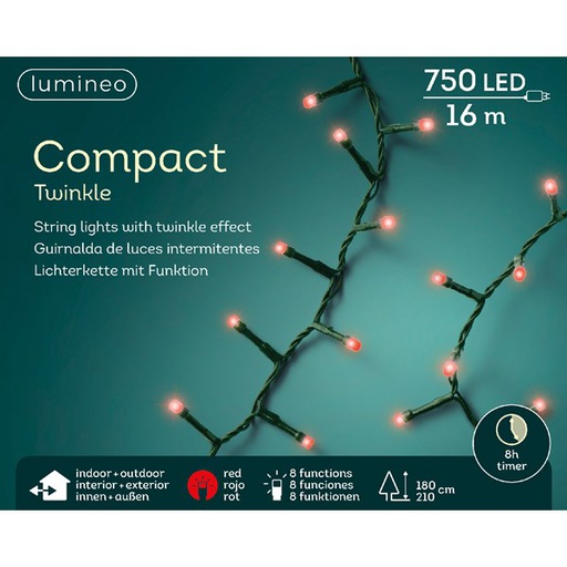 [4-495310] GUIRLANDE COMPACT 1600CM-750LED/ROUGE/PAR/TIM EXT 