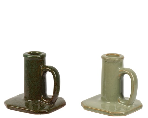 [4-373385] ***CANDLEHOLDER PORCELAIN ASSORTED L9.80-W8.60-H8.50cm