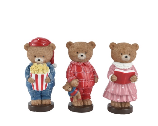 [4-398607] OURSONS EN RESINE - 3 ASSORTIMENTS - PRIX UNITAIRE - L6,50 x l6,50 x H14,00 cm