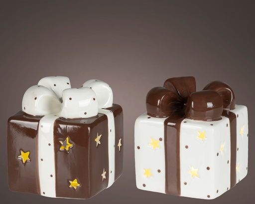 [4-481414] ***LED PRESENT BO INDOOR ASSORTED/WARM WHITE L9.50-W9.50-H10.50cm-1L