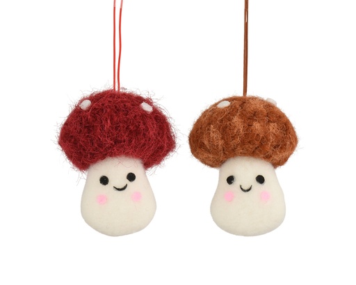 [4-512720] ***MUSHROOM POLYESTER HANGER ASSORTED L9.00-W6.50-H6.50cm