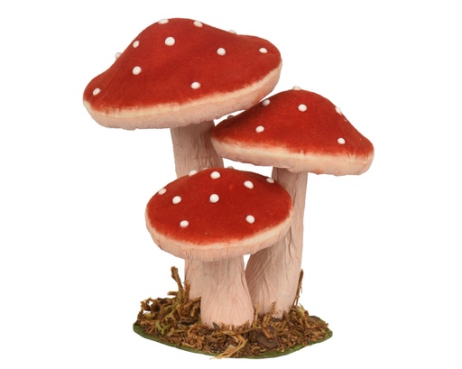 [4-513086] ***MUSHROOM POLYESTER RED/WHITE L11.00-W14.00-H16.50cm