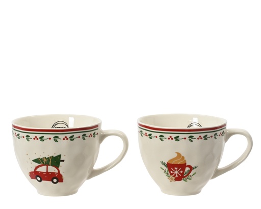 [4-601071] ***MUG PORCELAIN WHITE/COLOUR(S) L11.00-W14.20-H8.80cm