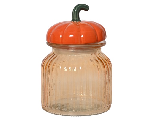 [4-601182] ***STORAGE JAR GLASS ORANGE dia10.80-H16.50cm