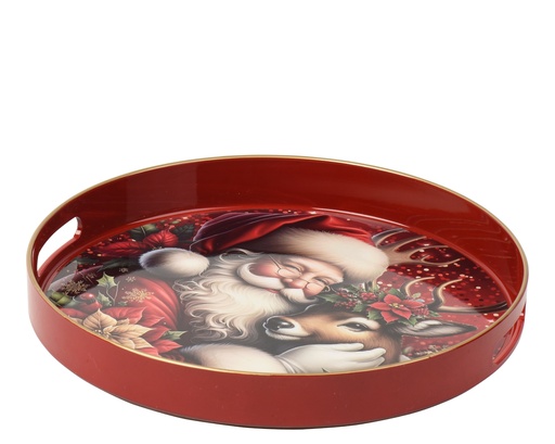 [4-601243] ***SERVING TRAY PP RED/COLOUR(S) dia33.00-H4.00cm
