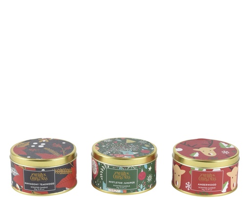 [4-622431] ***SCENTED CANDLE TIN ASSORTED dia7.50-H4.30cm