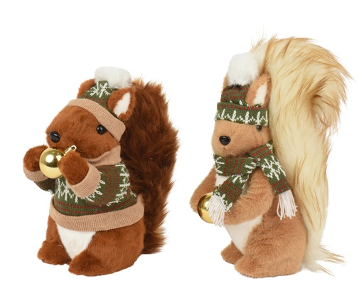 [4-704239] ***SQUIRREL ARTIFICIAL FUR ASSORTED L13.00-W26.00-H20.00cm