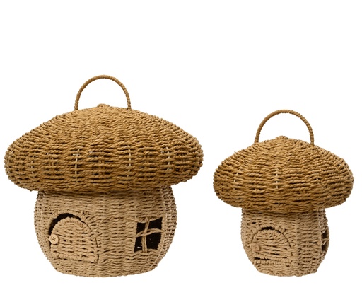 [4-761087] ***MUSHROOM PAPERROPE BROWN/COLOUR(S) dia38.00-H38.00cm /dia26.00-H33.00cm