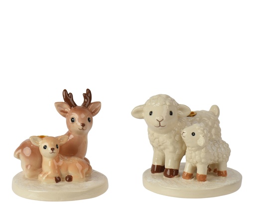 [4-373430] CANDELABRO PORCELANA ANIMALITOS - CIERVO Y OVEJAS - 2 SURTIDOS -PRECIO UNIDAD - L10.00-W9.30-H9.20cm