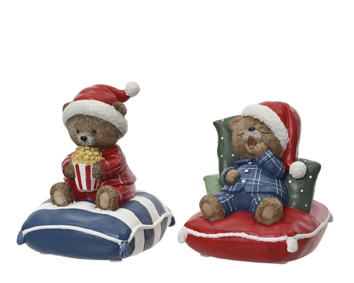 [4-398600] BOITE A MUSIQUE MOTIF OURSONS - RESINE - 2 ASSORTIMENTS - PRIX UNITAIRE - L11.50-W11.50-H14.00cm