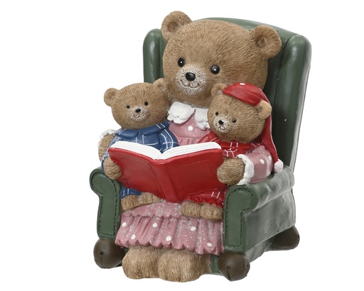 [4-398605] OURS ASSIS EN RESINE AVEC UN LIVRE - L 13,00 x l 14,00 x H 17,00 cm