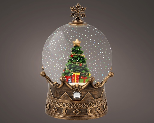 [4-488895] ***LED SNOWGLOBE BO INDOOR GOLD/WARM WHITE dia12.50-H19.00cm-3L