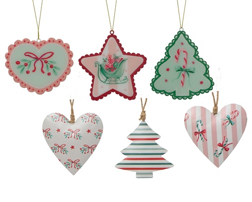 [4-512832] FIGURINES METALLIQUES A SUSPENDRE - 6 MODELES - PRIX UNITAIRE -  L10,00 x l 0,10 x H 8,20 cm 