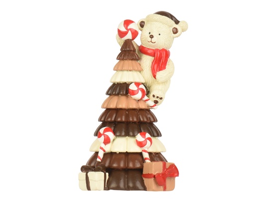 [4-703673] OURS EN CHOCOLAT - ARBRE - L 9,50 x l 10,00 x H 17,50 cm