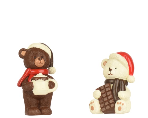 [4-703674] OURSONS EN RESINE - CHOCOLAT - 2 ASSORTIMENTS - PRIX UNITAIRE -  L7,80 x l8,50 x H14,30 cm