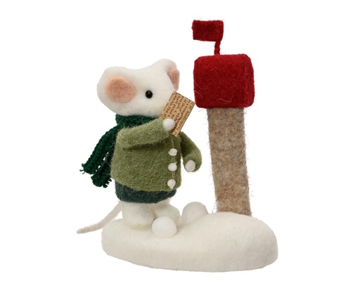 [4-704473] PETITE SOURIS EN LAINE - FAIT A MAIN - L8.00-W14.00-H19.00cm