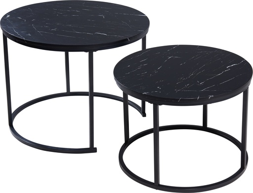 [KM-MB9000010] MESA AUXILIAR - METAL - SOBRE IMITACION MARMOL - 50/60CM - SET DE 2