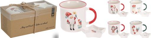 [KM-Q75991090] TASSE AVEC SOUS-TASSE INTEGREE - MOTIF DE NOEL - 4 COULEURS - PRIX UNITAIRE