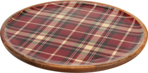 [KM-A67103860] PLATO DE CUADROS - 30CM - MADERA DE MANGO CON DIBUJO ESMALTADO 