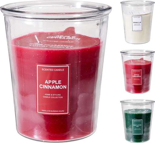 [KM-A87500020] VELA AROMÁTICA EN VASO DE CRISTAL - 22CM - 3 COLORES - PRECIO UNIDAD 
