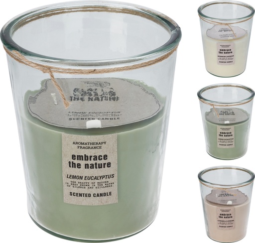 [KM-A87000060] VELA AROMÁTICA EN VASO CRISTAL - 3 COLORES - PRECIO UNIDAD 