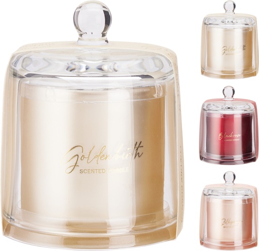 [KM-ACC703030] VELA AROMÁTICA EN CAMPANA DE CRISTAL - 9X8CM - 3 COLORES - PRECIO UNIDAD 
