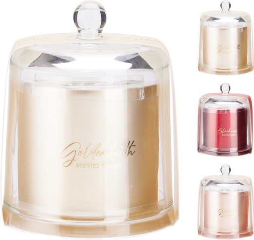 [KM-ACC703050] VELA AROMÁTICA EN CAMPANA DE CRISTAL - 10X9CM - 3 COLORES - PRECIO UNIDAD 