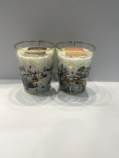 [KM-VAC000150] BOUGIE PARFUMEE DANS UN VERRE EN CRISTAL - 13 X 16 CM - 2 COULEURS - PRIX UNITAIRE 