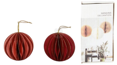 [KM-A64200630] BOULE A SUSPENDRE - PAPIER - 15 CM - 2 COULEURS - PRIX UNITAIRE